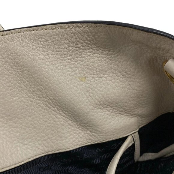 Auth PRADA - Cream Leather Tote Bag - Picture 13 of 16